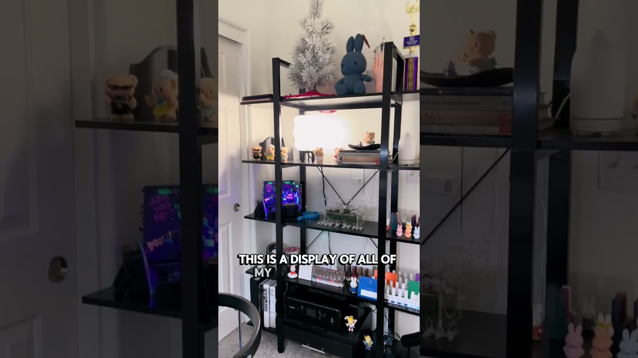 Display shelves with nail swatches and creative decor inside April's Neowana Nails studio in Fullerton, California