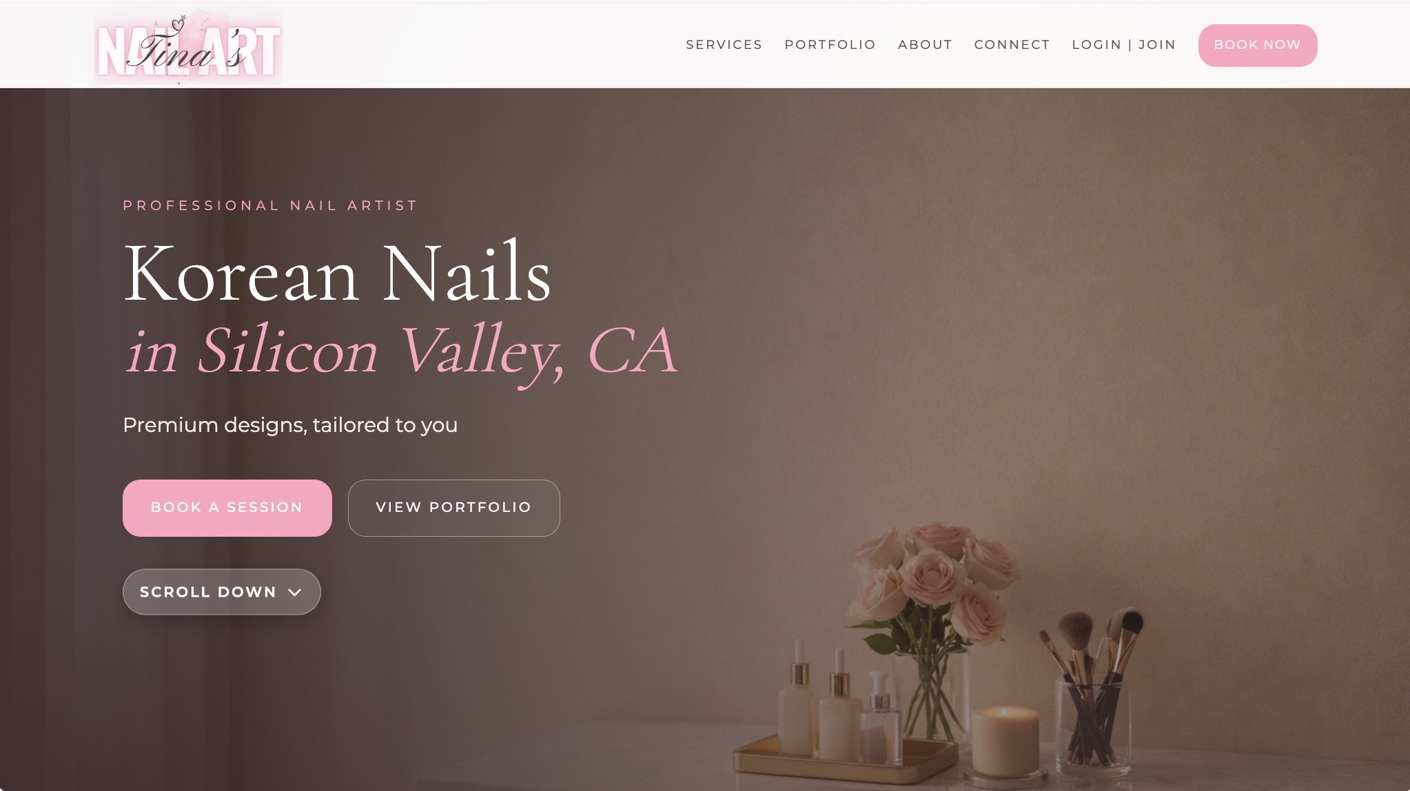 Branded Dahree booking website for an independent beauty professional